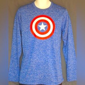Men’s Blue Dry Fit Captain America Long Sleeve Tee